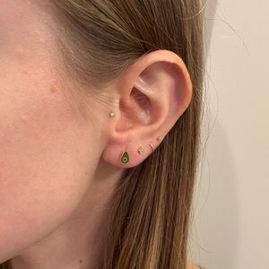 Tiny 18k gold plated sterling silver avocado dainty stud earrings